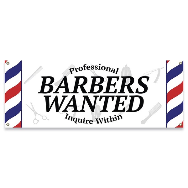 Signmission Professional Barbers Wanted Banner Concession Stand Food Truck Single Sided B-30135 - main